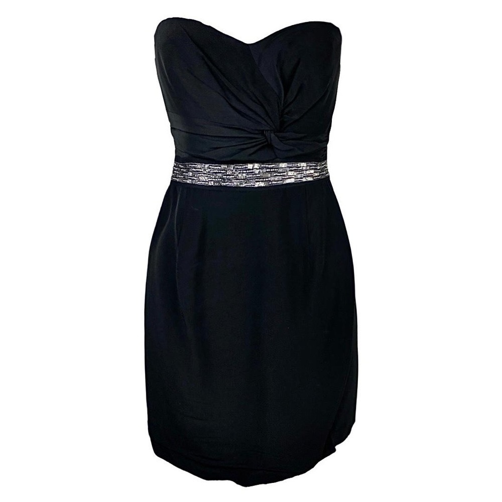 Tibi Size 2 Black Strapless Beaded Waist Mini Cocktail Dress Women’s 2 New